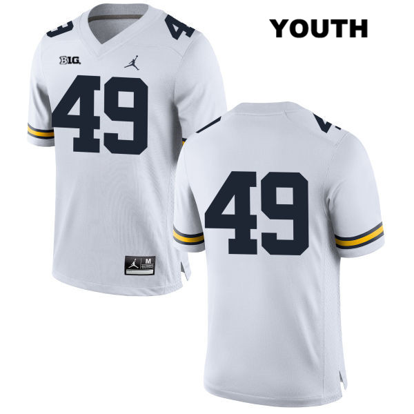 Youth NCAA Michigan Wolverines Lucas Andrighetto #49 No Name White Jordan Brand Authentic Stitched Football College Jersey AJ25F18FV